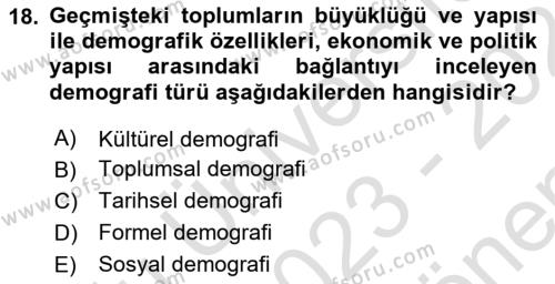 Davranış Bilimleri 1 Dersi 2023 - 2024 Yılı (Final) Dönem Sonu Sınavı 18. Soru