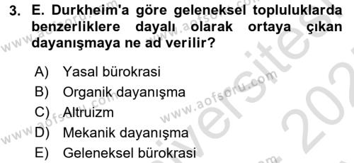 Davranış Bilimleri 1 Dersi 2024 - 2025 Yılı (Vize) Ara Sınavı 3. Soru