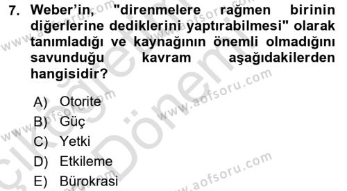 Davranış Bilimleri 1 Dersi 2024 - 2025 Yılı (Vize) Ara Sınavı 7. Soru