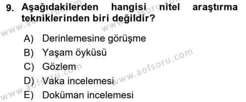 Davranış Bilimleri 1 Dersi 2024 - 2025 Yılı (Vize) Ara Sınavı 9. Soru