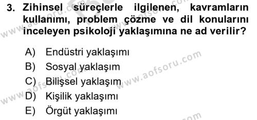 Davranış Bilimleri 2 Dersi 2021 - 2022 Yılı (Final) Dönem Sonu Sınavı 3. Soru