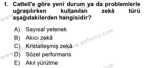 Davranış Bilimleri 2 Dersi 2023 - 2024 Yılı (Final) Dönem Sonu Sınavı 1. Soru