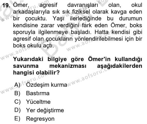 Davranış Bilimleri 2 Dersi 2023 - 2024 Yılı (Final) Dönem Sonu Sınavı 19. Soru