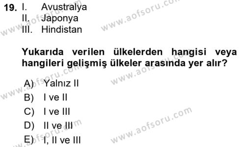 Nüfus Ve Toplum Dersi 2020 - 2021 Yılı Yaz Okulu Sınavı 19. Soru