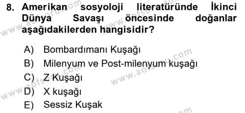 Nüfus Ve Toplum Dersi 2021 - 2022 Yılı (Final) Dönem Sonu Sınavı 8. Soru