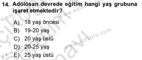 Nüfus Ve Toplum Dersi 2021 - 2022 Yılı Yaz Okulu Sınavı 14. Soru