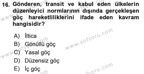 Nüfus Ve Toplum Dersi 2021 - 2022 Yılı Yaz Okulu Sınavı 16. Soru