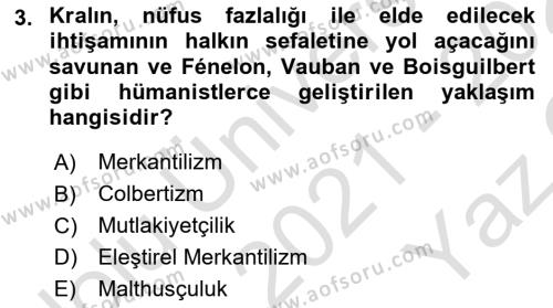 Nüfus Ve Toplum Dersi 2021 - 2022 Yılı Yaz Okulu Sınavı 3. Soru