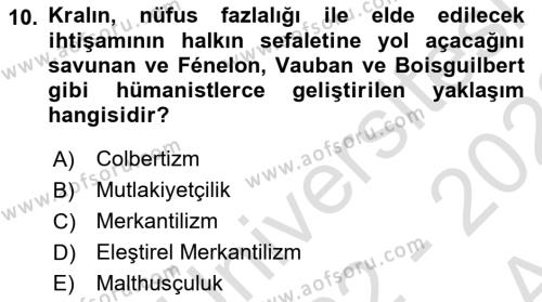 Nüfus Ve Toplum Dersi 2022 - 2023 Yılı (Vize) Ara Sınavı 10. Soru