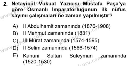 Nüfus Ve Toplum Dersi 2022 - 2023 Yılı (Vize) Ara Sınavı 2. Soru