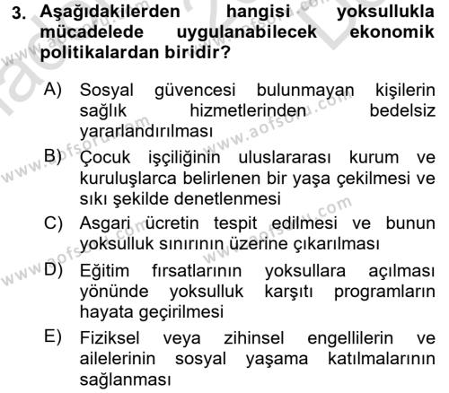 Sosyal Sorunlar Dersi 2015 - 2016 Yılı (Final) Dönem Sonu Sınavı 3. Soru