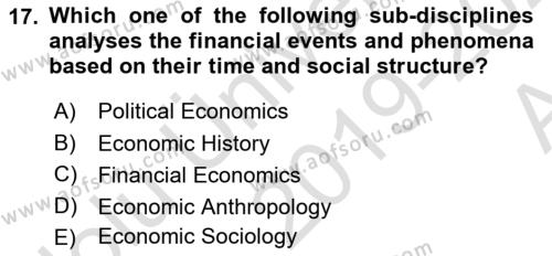Introduction to Sociology Dersi 2019 - 2020 Yılı (Vize) Ara Sınavı 17. Soru