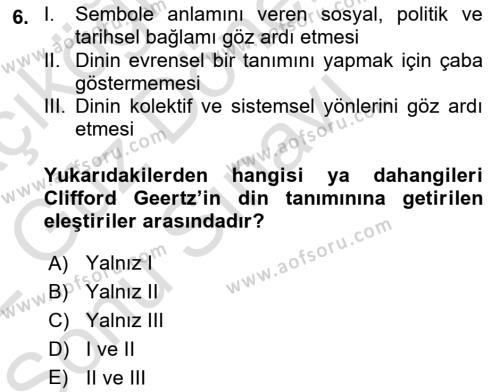 Antropoloji Dersi 2021 - 2022 Yılı (Final) Dönem Sonu Sınavı 6. Soru