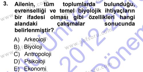 Davranış Bilimlerine Giriş Dersi 2012 - 2013 Yılı (Final) Dönem Sonu Sınavı 3. Soru