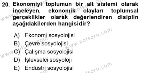 Davranış Bilimlerine Giriş Dersi 2022 - 2023 Yılı (Vize) Ara Sınavı 20. Soru