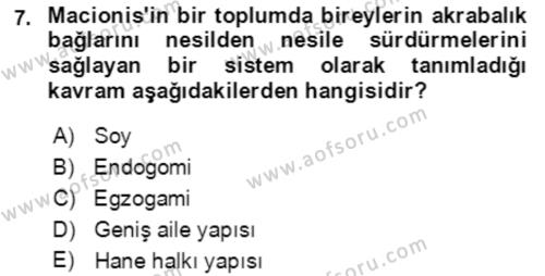 Davranış Bilimlerine Giriş Dersi 2022 - 2023 Yılı Yaz Okulu Sınavı 7. Soru