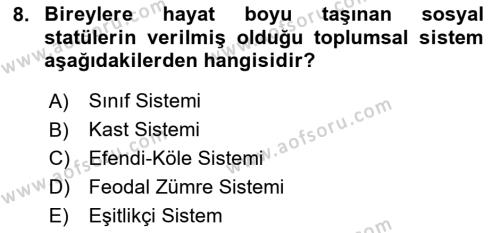 Davranış Bilimlerine Giriş Dersi 2024 - 2025 Yılı (Vize) Ara Sınavı 8. Soru