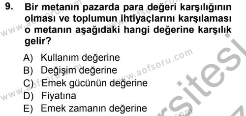 Toplumsal Değişme Kuramları Dersi 2012 - 2013 Yılı (Vize) Ara Sınavı 9. Soru