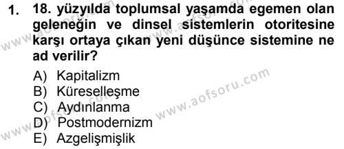 Toplumsal Değişme Kuramları Dersi 2012 - 2013 Yılı (Final) Dönem Sonu Sınavı 1. Soru