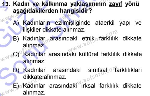 Toplumsal Değişme Kuramları Dersi 2012 - 2013 Yılı (Final) Dönem Sonu Sınavı 13. Soru