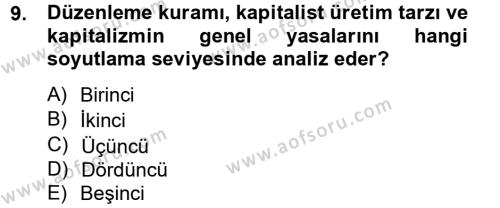 Toplumsal Değişme Kuramları Dersi 2012 - 2013 Yılı (Final) Dönem Sonu Sınavı 9. Soru