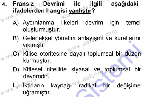 Toplumsal Değişme Kuramları Dersi 2013 - 2014 Yılı (Vize) Ara Sınavı 4. Soru