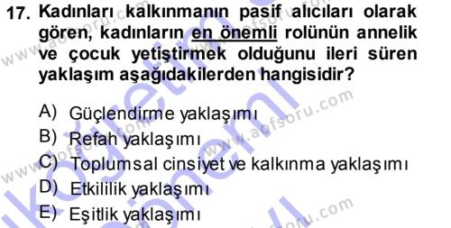 Toplumsal Değişme Kuramları Dersi 2013 - 2014 Yılı (Final) Dönem Sonu Sınavı 17. Soru