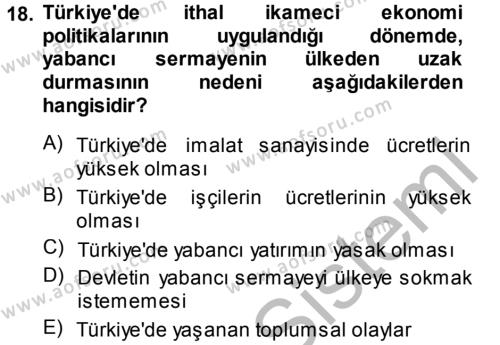 Toplumsal Değişme Kuramları Dersi 2014 - 2015 Yılı (Final) Dönem Sonu Sınavı 18. Soru