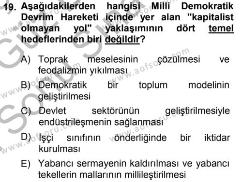 Toplumsal Değişme Kuramları Dersi 2014 - 2015 Yılı (Final) Dönem Sonu Sınavı 19. Soru