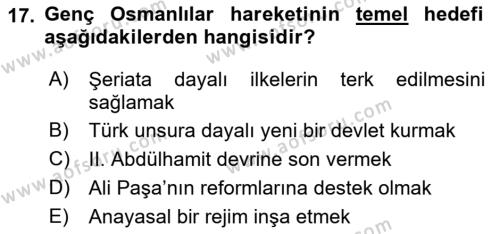 Toplumsal Değişme Kuramları Dersi 2018 - 2019 Yılı 3 Ders Sınavı 17. Soru