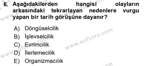 Toplumsal Değişme Kuramları Dersi 2021 - 2022 Yılı (Vize) Ara Sınavı 6. Soru