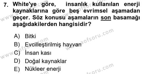 Toplumsal Değişme Kuramları Dersi 2021 - 2022 Yılı (Vize) Ara Sınavı 7. Soru