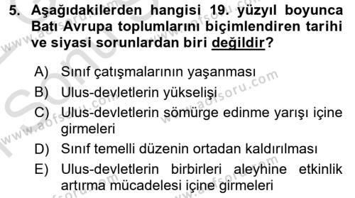 Toplumsal Değişme Kuramları Dersi 2021 - 2022 Yılı (Final) Dönem Sonu Sınavı 5. Soru