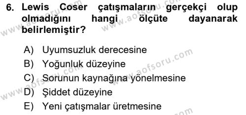 Toplumsal Değişme Kuramları Dersi 2021 - 2022 Yılı (Final) Dönem Sonu Sınavı 6. Soru