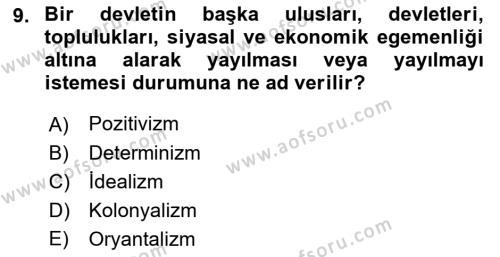 Toplumsal Değişme Kuramları Dersi 2022 - 2023 Yılı Yaz Okulu Sınavı 9. Soru