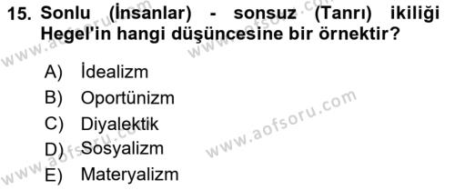 Toplumsal Değişme Kuramları Dersi 2024 - 2025 Yılı (Vize) Ara Sınavı 15. Soru