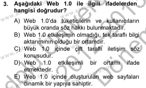 Sosyal Medya Dersi 2012 - 2013 Yılı (Final) Dönem Sonu Sınavı 3. Soru