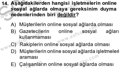 Sosyal Medya Dersi 2013 - 2014 Yılı (Final) Dönem Sonu Sınavı 14. Soru