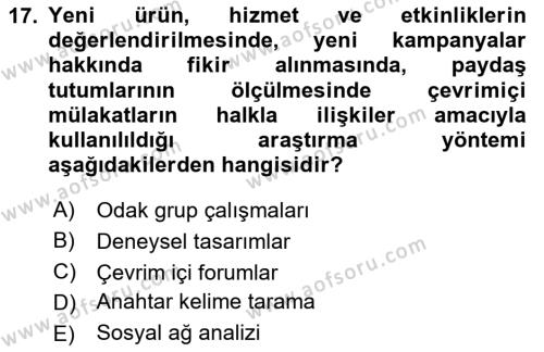 Sosyal Medya Dersi 2020 - 2021 Yılı Yaz Okulu Sınavı 17. Soru