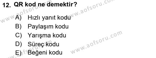 Sosyal Medya Dersi 2022 - 2023 Yılı Yaz Okulu Sınavı 12. Soru