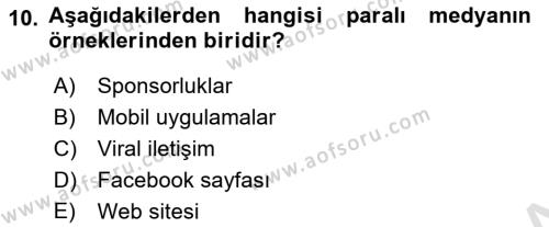 Sosyal Medya Dersi 2023 - 2024 Yılı (Vize) Ara Sınavı 10. Soru