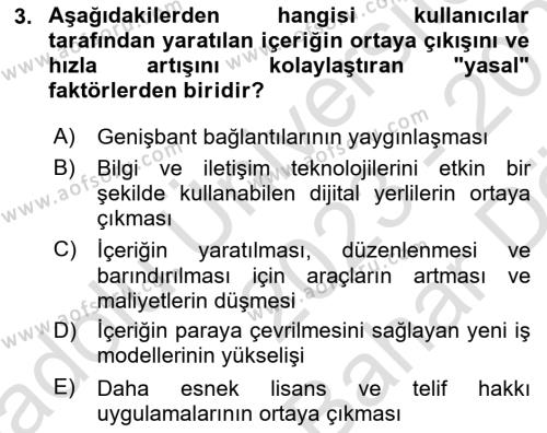 Sosyal Medya Dersi 2023 - 2024 Yılı (Vize) Ara Sınavı 3. Soru