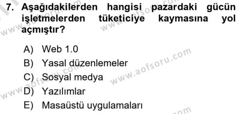 Sosyal Medya Dersi 2023 - 2024 Yılı (Vize) Ara Sınavı 7. Soru