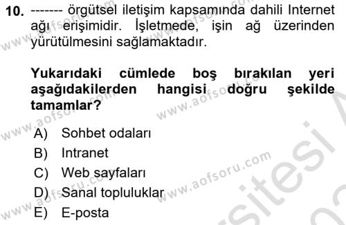 Sosyal Medya Dersi 2023 - 2024 Yılı (Final) Dönem Sonu Sınavı 10. Soru