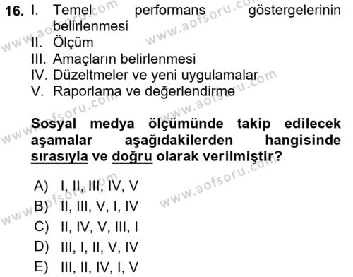 Sosyal Medya Dersi 2023 - 2024 Yılı (Final) Dönem Sonu Sınavı 16. Soru