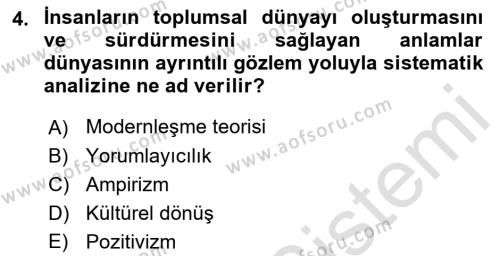 Siyaset Sosyolojisi Dersi 2023 - 2024 Yılı (Vize) Ara Sınavı 4. Soru