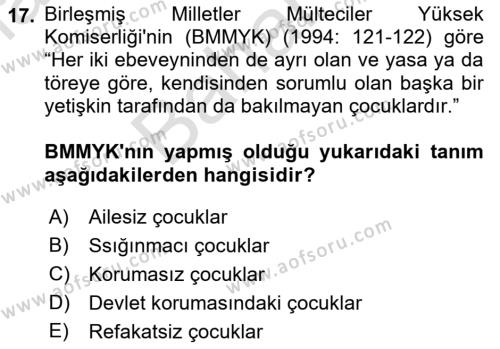 Göç Sosyolojisi Dersi 2021 - 2022 Yılı (Final) Dönem Sonu Sınavı 17. Soru