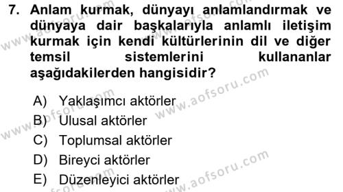 Göç Sosyolojisi Dersi 2021 - 2022 Yılı (Final) Dönem Sonu Sınavı 7. Soru