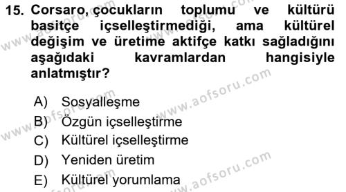 Göç Sosyolojisi Dersi 2021 - 2022 Yılı Yaz Okulu Sınavı 15. Soru