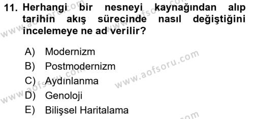 Çağdaş Sosyoloji Kuramları Dersi 2022 - 2023 Yılı (Vize) Ara Sınavı 11. Soru